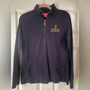 Lilly Pulitzer Annapolis Gold Embroidered Navy Popover Xs